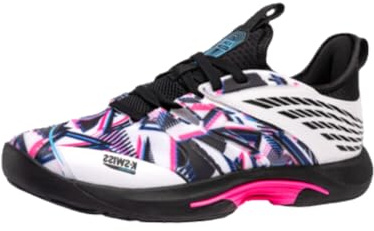 K-Swiss Performance Herren Speedtrac Padel Tennis Shoe, White/Black/NEON PINK, 46 EU