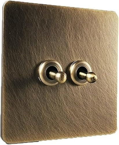 AVTREE Interrupteur à bascule en métal brossé gris, type de commutateur 86, manuel, 4 voies, montage panneau, levier de charnière en laiton