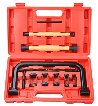 Zoomtools Juego de 12 Herramientas de compresor de Resorte de válvula con Herramientas de lapeador de válvula, Kit de Servicio de Herramientas de Abrazadera en C de compresión automática