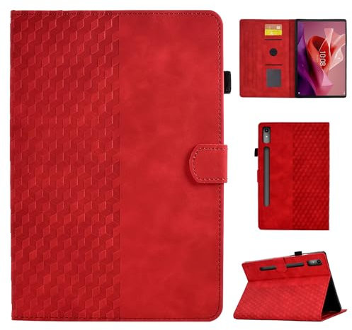CASAFUNY Funda para Lenovo Tab P12 12.7 Pulgadas Protectora Carcasa para TB-370F con Soporte Fnción y Auto Sueño/Estela para Lenovo Tab P12 2023, Rojo