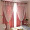 Freyamy 2er-Set Gardinen Mädchen Rosa Glänzend Sterne Spitze Vorhänge mit Ösen Halbtransparent,Kinderzimmer Vorhang für Schlafzimmer Wohnzimmer Verdunkelungsvorhang 270 x 132 cm (HxB)