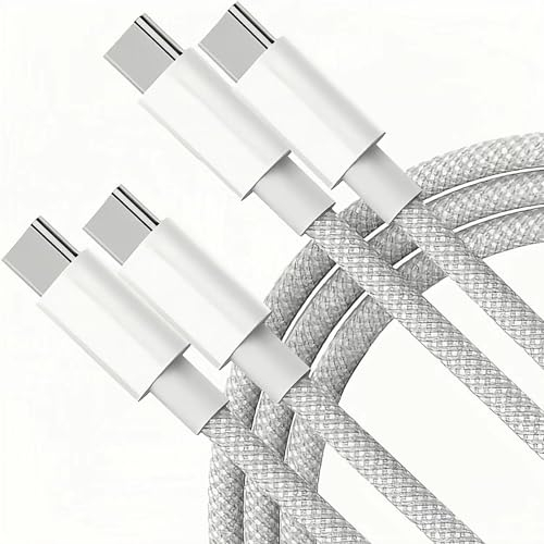 USB C auf USB C Kabel [ 2Stück 2M+2M ] 60W USB C Kabel PD Schnellladekabel Nylon USB-C Ladekabel kompatibel mit Phone 15 Pro Max, Galaxy S24 S23 S22 A54 A34, iPad Pro, MacBook Pro/Air, Pixel usw