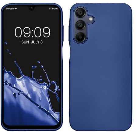 kwmobile Case kompatibel mit Samsung Galaxy A15 5G Hülle - Schutzhülle aus Silikon metallisch schimmernd - Handyhülle Metallic Blau