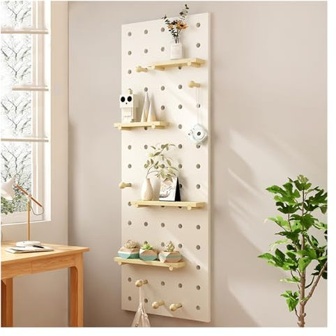 XILYZMO Panneau Perforé, 1 Pièce Montage Mural Panneau Perforé, Bois Organisateur Afficher, Suspendu avec Assortiment Organisateur D'outils pour Cuisine Chambre Bureau(40x120cm,4pcs)