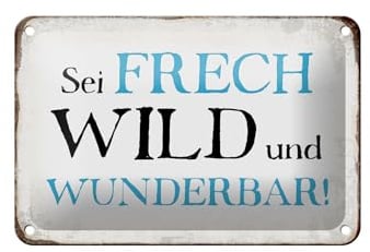 Femer Blechschild Spruch 18x12cm sei frech wild wunderbar Retro