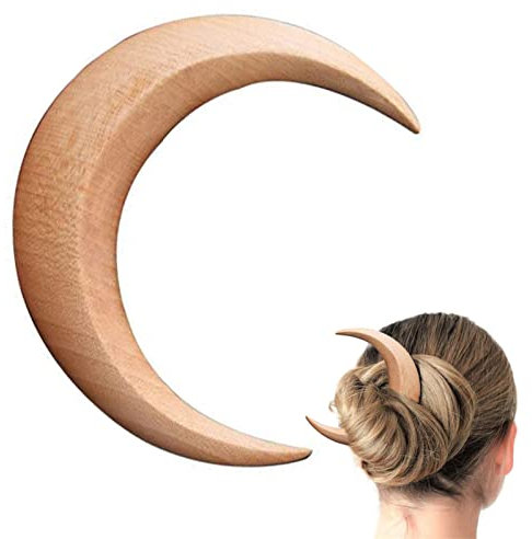 Fermagli per capelli a forma di luna, in legno, di grandi dimensioni, accessori per acconciature da donna, accessori per capelli per donne e ragazze Phasz