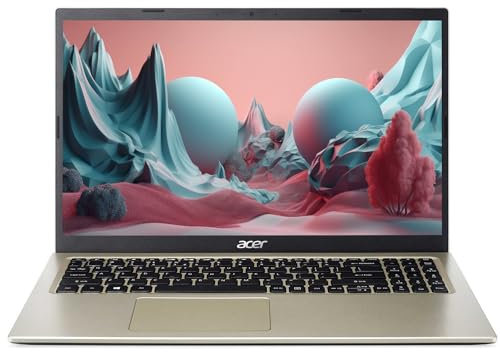 acer Aspire 1 Thin Laptop, Display Full HD da 15,6 pollici, 16 GB RAM, SSD da 2 TB, processore Intel Celeron N4500, porta Ethernet, HDMI, webcam, Windows 11 Home S, Safari Gold, 1 anno Microsoft 365