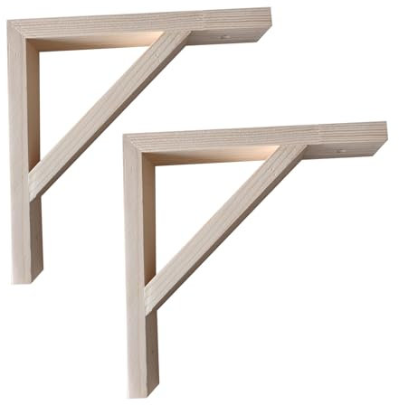 2 Stück Holzkonsole Wand-Winkel Regalträger massivem Naturholz Dreieck Holz-Regalhalterung Wandkonsole Schwebende,Trennwand Tablarträger Halterung für Regale in Küche,Bücherregal (20cm,A)