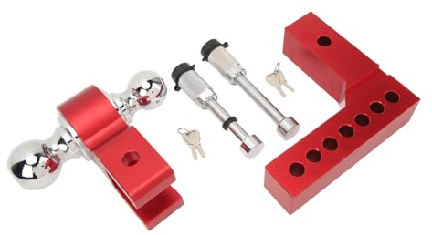 aqxreight Verstellbare Anhängerkupplung, 15,2 cm, Drop Rise, 12.500 Pfund Tragkraft, Edelstahl, Schwerer LKW, GTW-Traktionshaken-Empfänger (Rot)