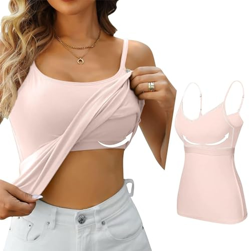 the deal damen unterhemd bh hemd basic u ausschnitt eingebauter bh bügelloser gepolstert verstellbare spaghettiträger tank tops mit integriertem bh ohne bügel einfarbig bequeme hemd fitting yoga bh