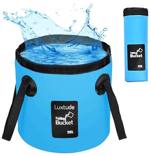 Cubo Plegable, Cubo Plegable para Acampar 20 L, Lavabo Plegable, Cubo De Pesca Ultraligero para Lavabo Al Aire Libre, Hecho De Tela De Lona Duradera, Cubo para Acampar para Viajar Senderismo, Azul