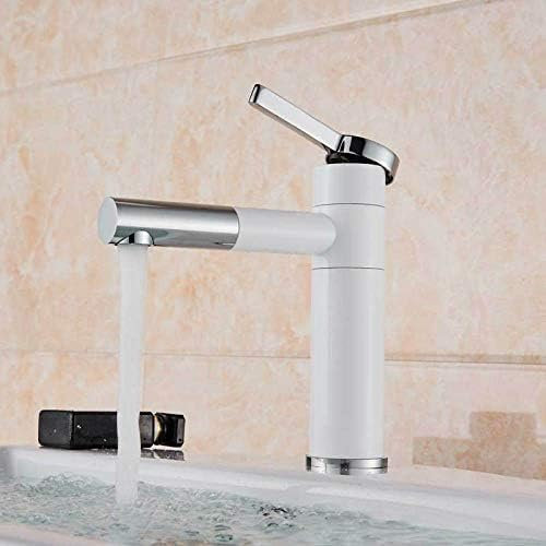 Peinture Lavabo Robinets Salle De Bains Grue Avec Aérateur 360 Rotation Libre Cou Pivotant Bec-Blanc Chrome,Chromé Blanc