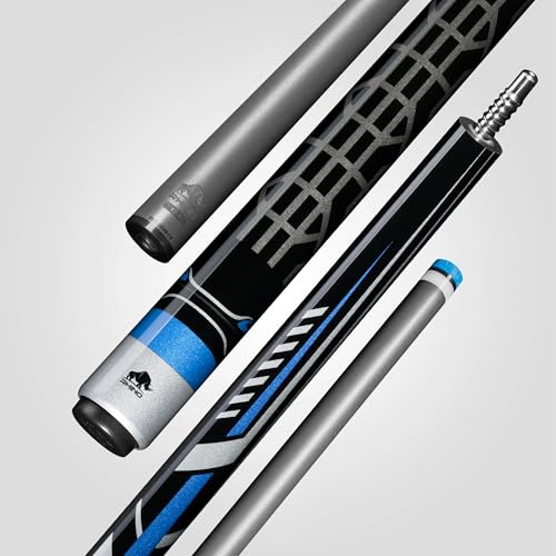 RHINO EVO Racing-Pool-Queue, 3/8-8-Gelenk, Glasfaserschaft, 12,5 mm Spitzendurchmesser, dünn, konisch, Verbundstumpf