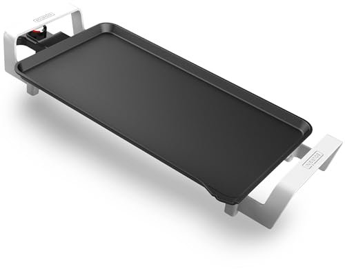 Bourgini Plancha Cocina 2550 W con Revestimiento Cerámico Pro, Libre de Químicos (PFAS, C6, PFHxA, PTFE, PFOA y BPA), Superficie 46 x 26 cm, Temperatura Ajustable, Ideal para un hogar sin tóxicos.