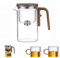 Adius Witchcraft Teapot, Water Separation Glass Teapot with Wooden Handle, Press Control Magical Teapot Glass, Glass Teapot with Removable Loose Tea Glass Infuser (520ml)