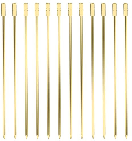 12 Stück Edelstahl Cocktailspieße Wiederverwendbare Cocktail Picks Obst-Sticks Martini-Spieße Cocktail Obst Sticks Cocktail Pick Martini Picks für Fingerfood Sandwich Cocktail Party Bar, Gold