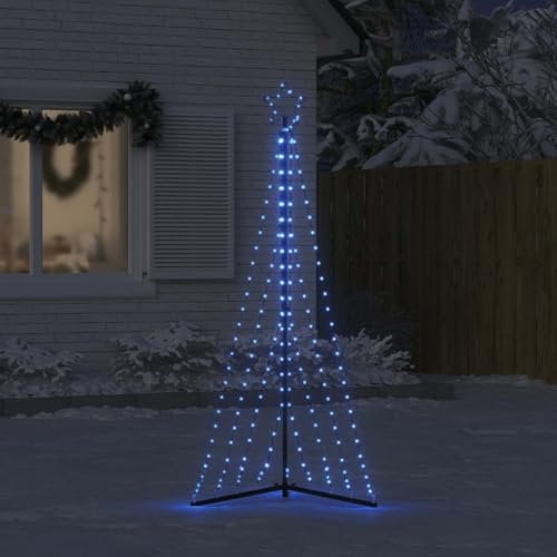 IKAYAA LED Weihnachtsbaum Aussen Kegelform Weihnachtsbaum Metall Groß Blau 339 LEDs Tannenbaum Lichterbaum Weihnachtsdeko Aussen Weihnachtsbaum Tanne 187 cm