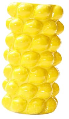 F Fityle Vase en Porcelaine pour Fleurs, Accessoire de Bureau, Contenant pour Plantes, Vase à Fruits pour Table, Jaune Citron