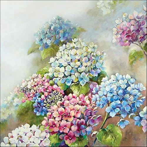 20 Ambiente Paper Napkins - Hydrangea Shades - Table Decoration with Motif Also for Party or Decoupage 33x33 cm