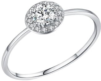 AMDXD Weiß Gold 14 Karat Verlobungsring, Klassiker Partnerringe mit Moissanit, Au585 Gold Pärchen Ringe Echt Gold Schmuck, Gr.49 (15.6)