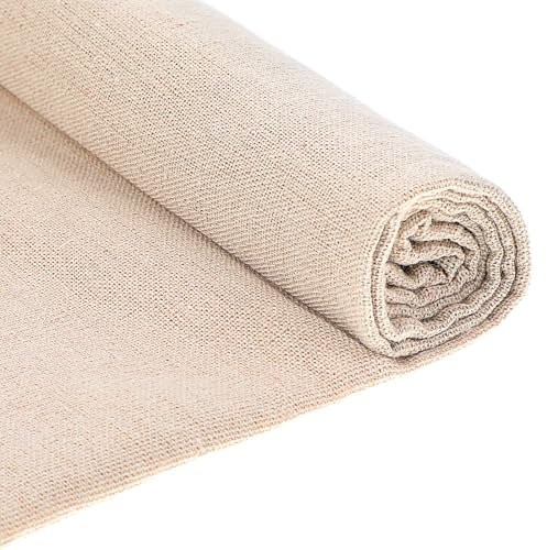 Kreuzstich Stoff Leinenstoff 150×50 cm Leinen Stickstoff zum Sticken Embroidery Fabric Leinentuch Stoff zum Sticken Natürlicher 20% Baumwoll Musselin für Nähen von Kleidung und Basteln