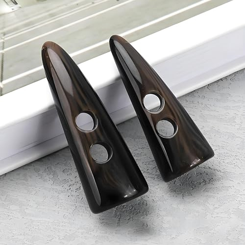 Anevous 20 Stück Horn Knöpfe aus Kunstharz, 2 Löcher Kunststoff Nähknopf, 40mm Knebelknöpfe zum Annähen, Bekleidungszubehör Knöpfe für Pullover, Kleidung, Mantel, Nähen, Handwerk, Dekoration,Braun