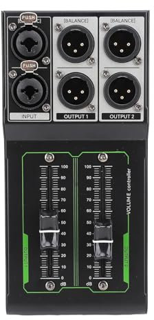 Passive Stereo Monitor Volume Controller, Sound Level Adjuster Volumes Knob, 1x2 Passive Studio Monitor Controller for Studio Recording Live Sound Mixing