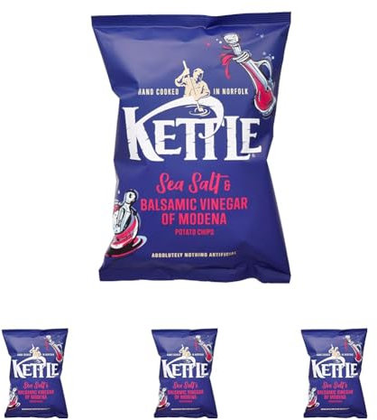 Kettle Sea Salt and Balsamic Vinegar of Modena Chips, 130 g (Pack of 4)