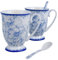 QUEEN ISABELL LIMITED COLLECTION | Lot de 2 tasses avec cuillères en porcelaine fine | Design artistique inspiré par Van Gogh & Klimt | 250 ml