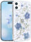 Efitoo for iPhone 11 Case Clear Glitter with Flowers Design Real Dried Pressed Flower/Floral Bling Sparkle Cute Soft Slim Aesthetic Shockproof Protective Girly Women Girls Phone Cover (Blue)