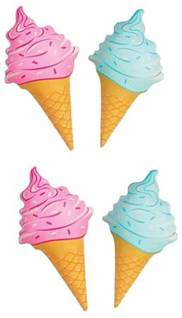 FELTECHELECTR Aufblasbare Eiscreme Schwimmhilfen Kinder 4 Stück Auslaufsicher Pool Strandspielzeug Rosa Blau