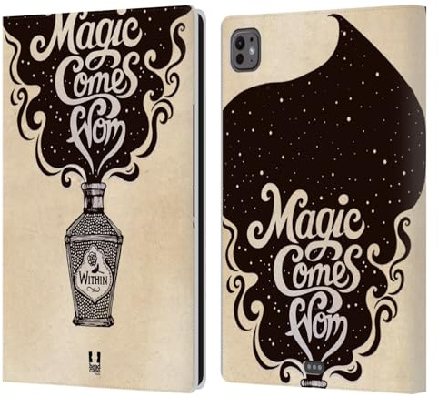 Head Case Designs Zauber Handgezeichnete Typo Leder-Wallet-Hülle Kompatibel mit Apple iPad Pro 11 M4/M5 2024/2025
