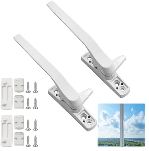 Window Handle,2 PCS Double Glazing UPVC Window Handles,White Cockspur Window Handle Replacement Kit,Right Hand,Handle Lever for Windows and Sliding Doors