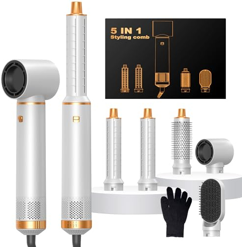 5 in 1 Hair Styler, Air Brush 5 in 1 with Curl Straighten, Volumise Smooth and Drying for Styling, Hot Air Styler for All Hair Type/Length
