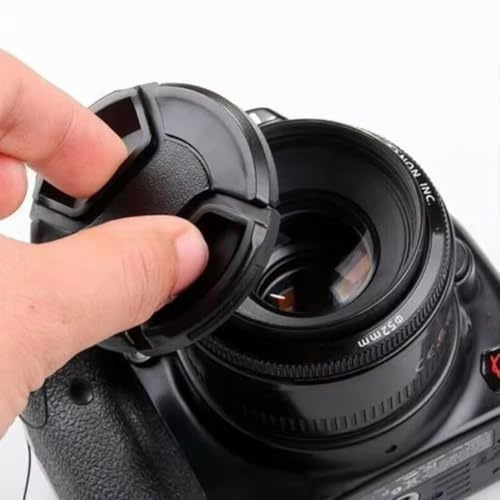 REFLEX CAMERA 52mm Lens Cap – Extra-Strong Spring Center Pinch Snap-On Front Protector with Anti-Loss Rope for DSLR & Mirrorless Lenses – Compatible with Canon, Nikon, Sony, Fujifilm & More (52mm)