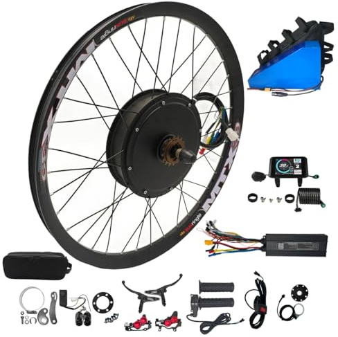 CHAOZHU 72V 3000W 20 24 26 27.5 29 700C MTX39 Ebike Kits de Conversion de Roue Arrière, Dropout 135mm, avec 72V 26AH Triangle Batterie (27.5 Pouces arrière)