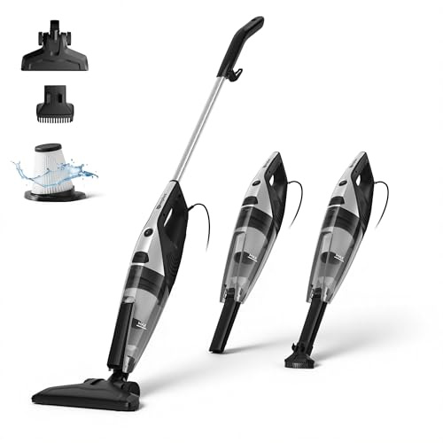 SIMPLUS Aspirateur Balai avec Fil, 2 en 1 Aspirateur à Main avec 4.5m Long Câble, 22000Pa Aspirateur Balai et électriques sans Sac Vertical Léger pour Poils d'animaux