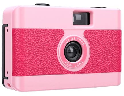 ASHATA 35mm Film Camera Vintage Style Built in Flash for Stunning Retro Photography for Photography Enthusiasts Durable ABS Material (Pink)