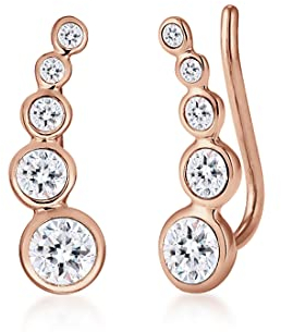 Elli Ohrringe Damen Earcuff Geo Kristalle in 925 Sterling Silber Rosé vergoldet