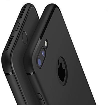 PfX] Schwarz Matte 7 Plus Special-Edition TPU Silikonhülle (5,5 Zoll) mit integriertem Staubschutz Ultra-Slim (0,5mm Dicke), Perfekter Schutz vor Staub und Schmutz (Black-Line)