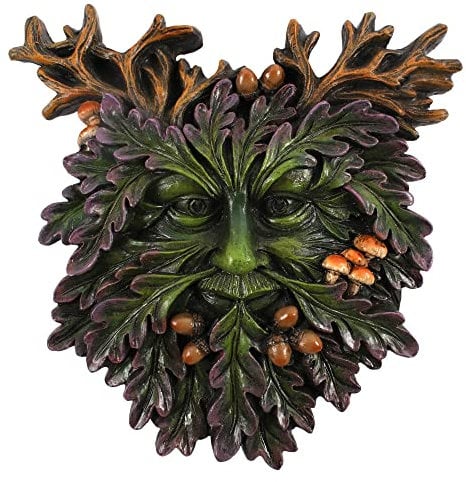 Enchanting Green Man Small Face Plaque - 14.5cm x 14cm (1 Pc.) - Durable Handcrafted Resin & Unique Design - Perfect for Garden Decor & Gift Idea