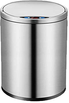 Capteur Automatique en Acier Inoxydable Touchless Poubelle Cuisine Salle Poubelle Container Accueil Déchets Poubelle,Moonlightsilver,9L