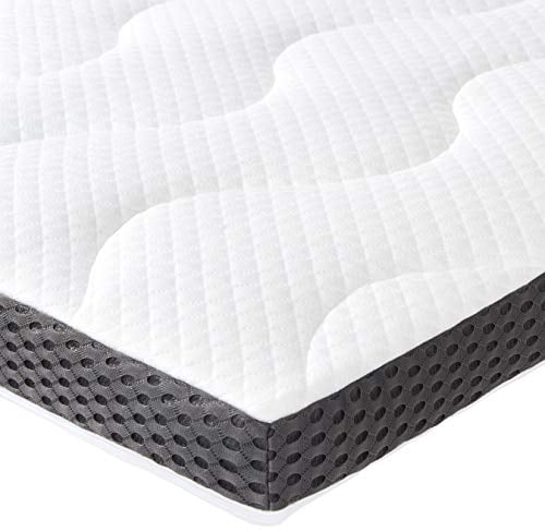 Amazon Basics Matratzen Topper 80 x 190 cm, 7 cm Höhe Gel-Schaum Matratzenauflage, weiß