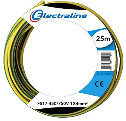 Electraline 13242 Cavo Unipolare FS17, 25 mt, sezione 1x4 mm² adatto per cablaggi di quadri elettrici, circuiti elettrici di ascensori, montacarichi