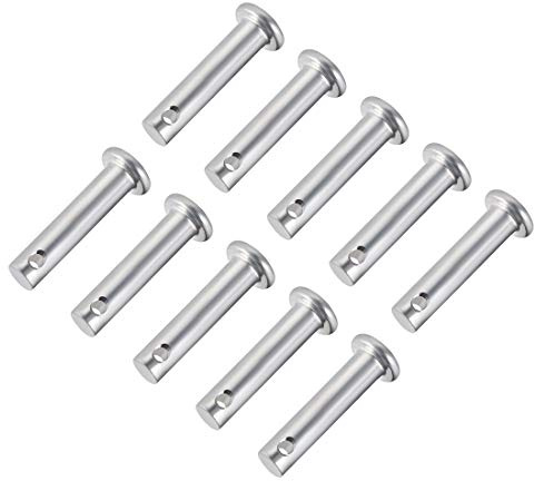 sourcing map 10 Stück Steckbolzen Einloch Gabelbolzen 6mm x 25mm Splintstift Flachkopf verzinkter Stahl Lochbolzen
