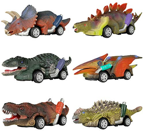 DINOBROS Dinosaur Toy Pull Back Cars,6 Pack Dino Toys for 3 Year Old Boys Girls and Toddlers,Boy Toys Age 3,4,5 and Up,Pull Back Toy Cars,Dinosaur Games with T-Rex