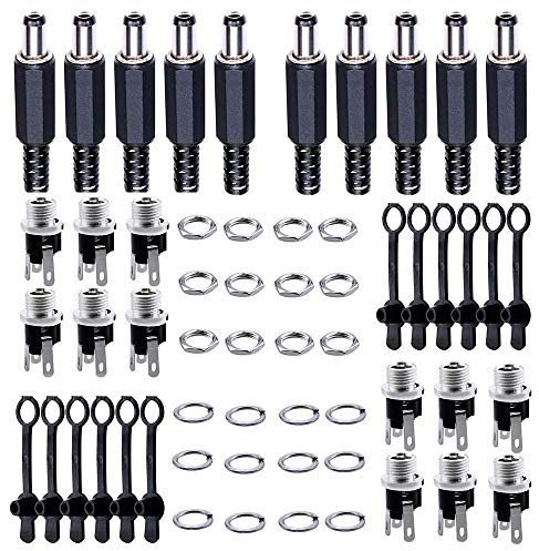 beihuazi® 12 X DC Hohlstecker 12 X DC Power Jack socket 5,5 X 2,1 mm 5,5 x 2,5 mm DC Stecker Buchse Adapter mit 12 STK Schutzklappen