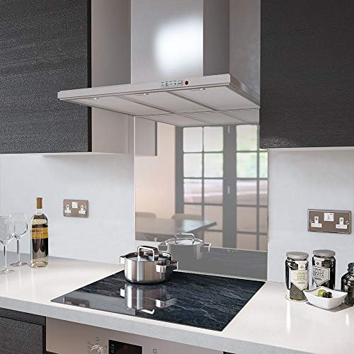 Mirror Splashback Made from Toughened Safety Glass in 75cm Wide x 70cm High