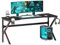 SogesHome Tavolo da Gioco da Tavolo da 160 cm PC Gamer Scrivania Grande Scrivania nera per Spazio Giochi Ufficio casa con Supporto di Copertura Completo Porta USB Tower