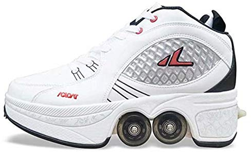 ScificWom Roller Skates Shoes, 2-in-1 Multi-Purpose Shoes with Wheels, Kick Roller Shoes,Roller Skates Shoes, Adjustable Quad Roller Skate Boots,Skating Schuhe,Bai Zhongbang 40
